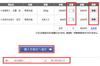 2.カートの中の確認＜STEP1＞